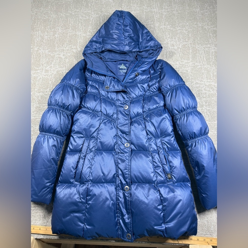 Prana Blue Molly Down Hooded Jacket Women Size Small